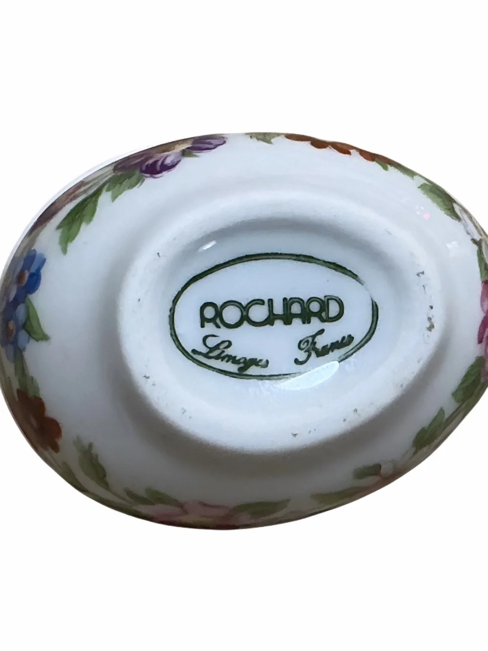 Rochard Limoges France Floral Porcelain Egg Trinket Box Hand Painted Collectible